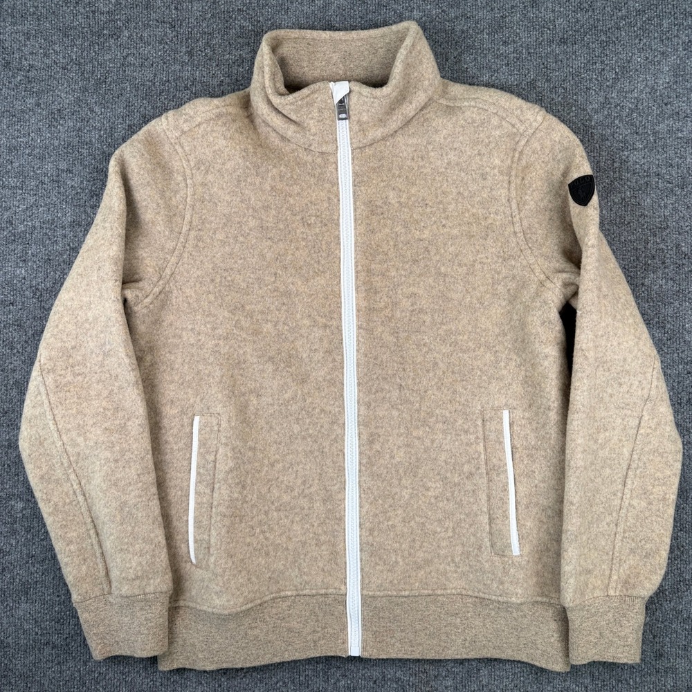 Polo Ralph Lauren Performance Wool Blend Fleece Jacket Mens M Full Zip Brown